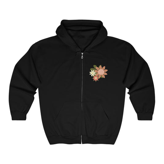 Boho Matte Floral Heavy Blend™ Full Zip Hooded Sweatshirt