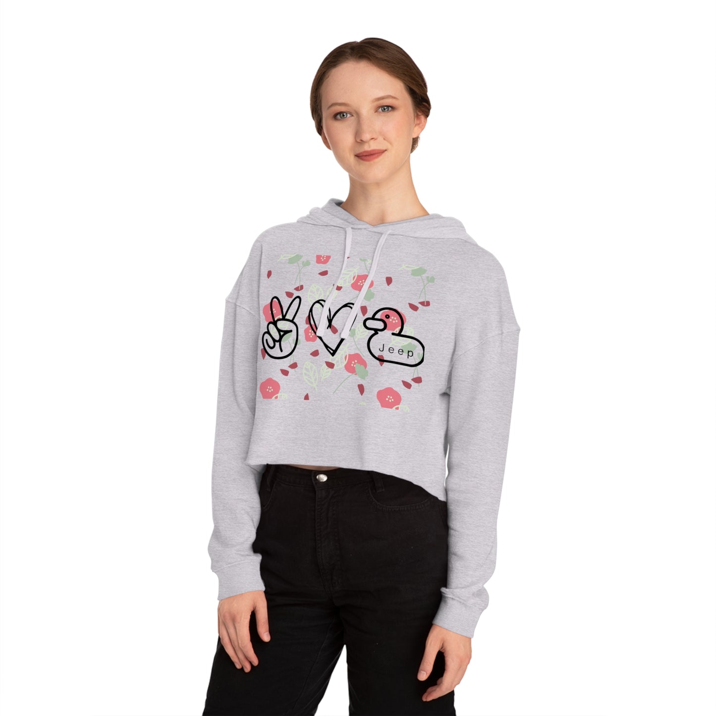 Peace Love JEEP Cropped Hooded Sweatshirt